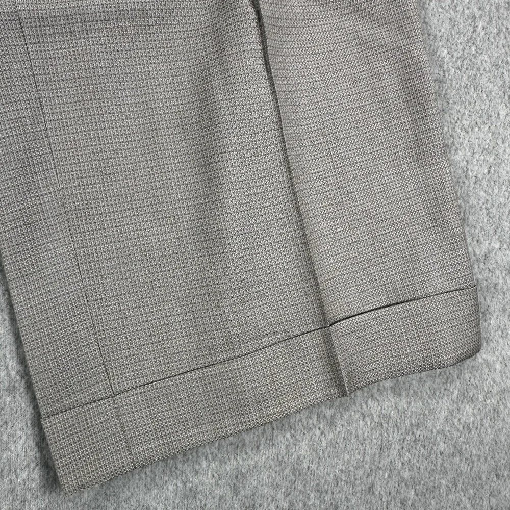 Zanella Austin Dress Pants Mens 35x28 Gray Check Pleated Cuffed Made In Italy